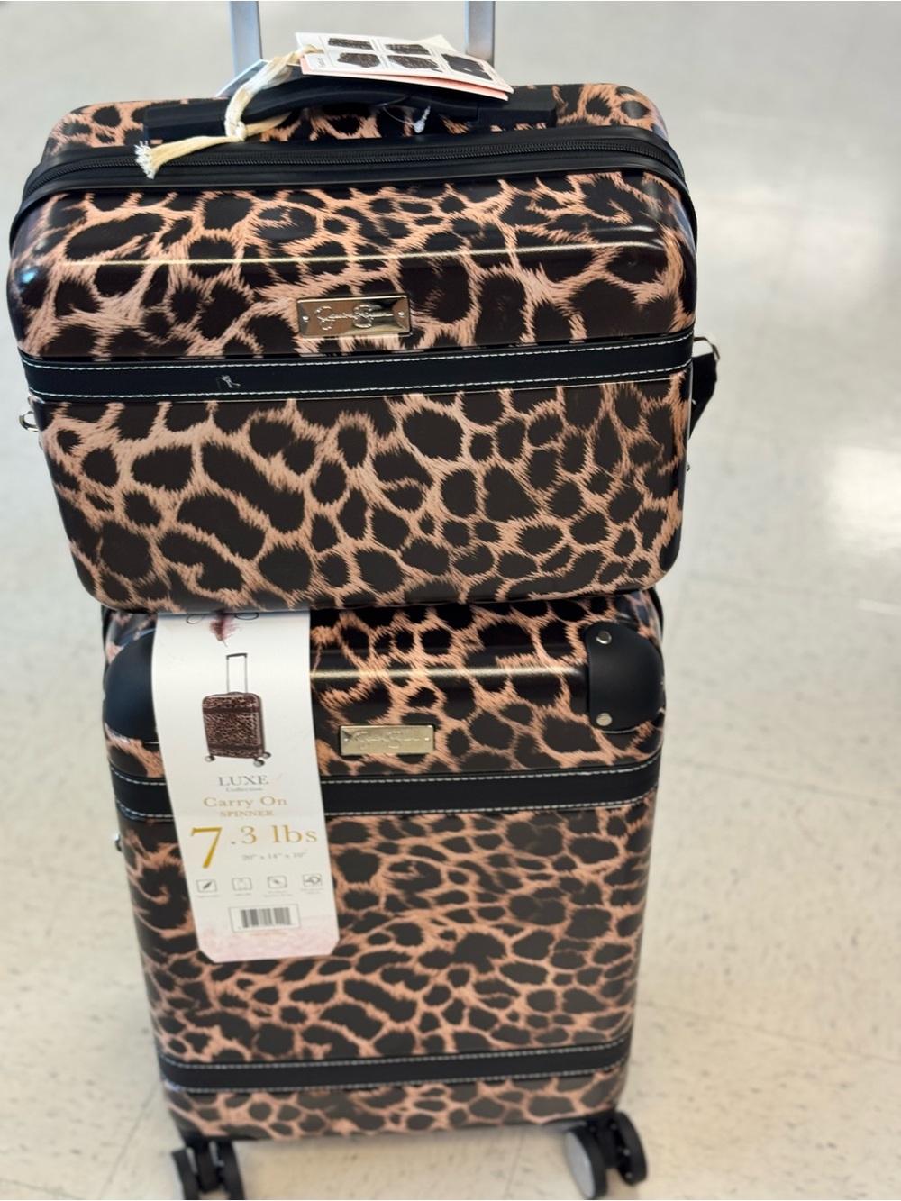 Jessica simpson Leopard Print Carry-On Luggage Set 2 - Brown